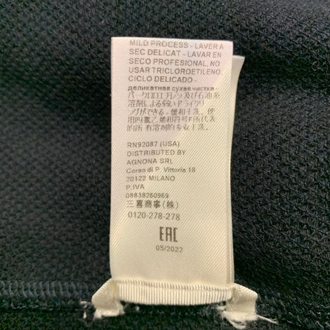 AGNONA Size 44 Navy Knit Cotton Cashmere Button Up Long Sleeve Shirt
