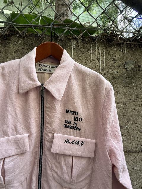 ENFANTS RICHES DEPRIMES ERD SS2018 M Pink Embroidery Wool Zip Up Jacket