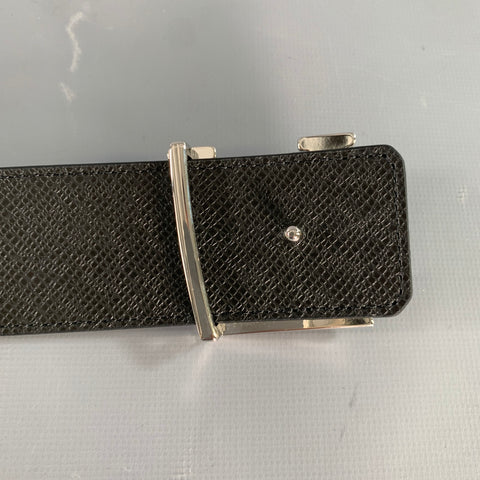 LOUIS VUITTON Size 36 Black Grey Monogram Canvas Belt