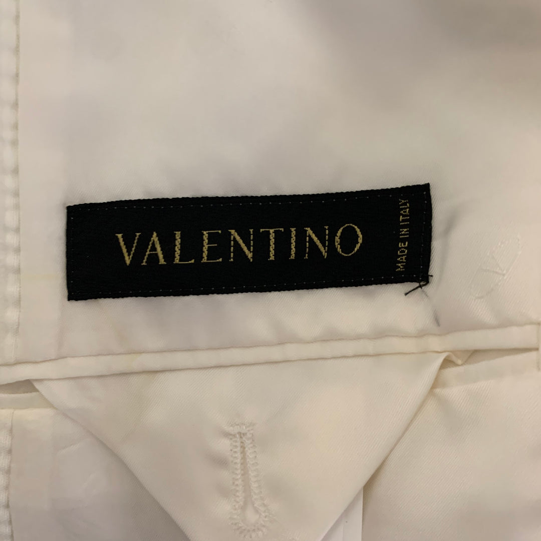 VALENTINO Size 44 Cream Seersucker Cotton Blend Notch Lapel Sport Coat