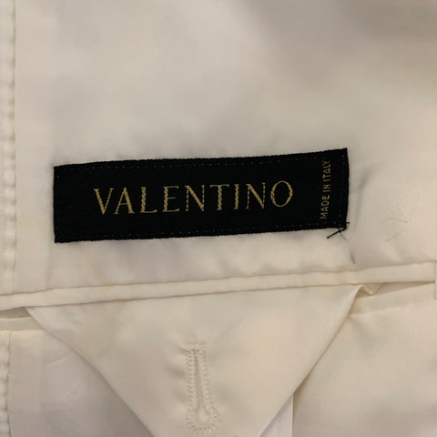 VALENTINO Size 44 Cream Seersucker Cotton Blend Notch Lapel Sport Coat