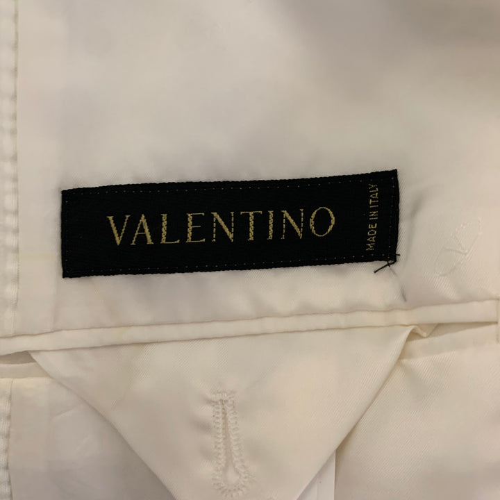 VALENTINO Size 44 Cream Seersucker Cotton Blend Notch Lapel Sport Coat
