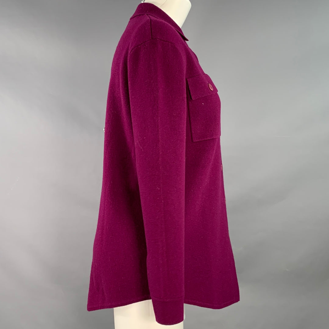 HEIDI SAYS Size XS Burgundy Cashmere Collar Double Knit Cardigan