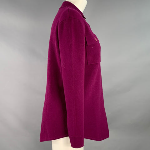 HEIDI SAYS Size XS Burgundy Cashmere Collar Double Knit Cardigan