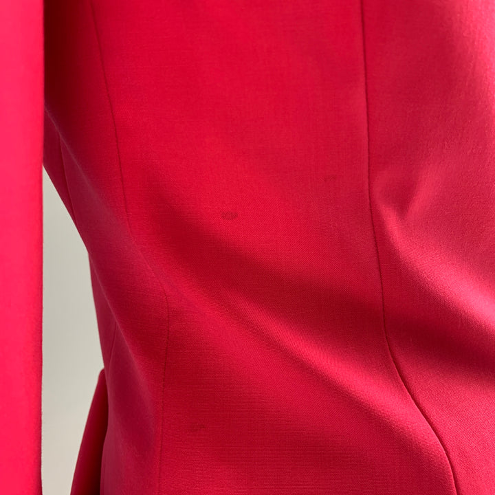 LA PERLA Size 4 Pink Fuchsia Wool Eastane Double Breasted Pants Suit