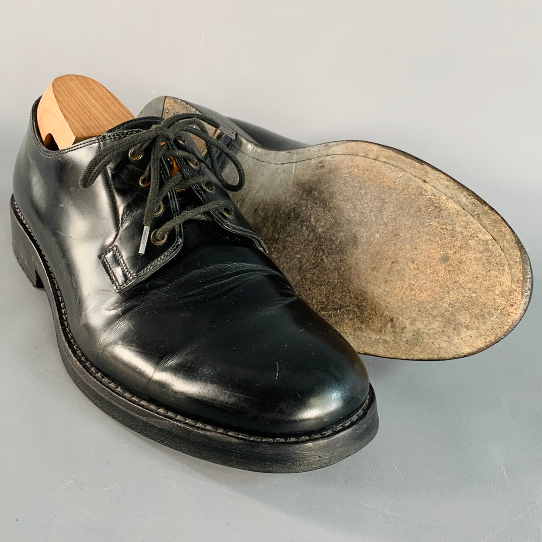 MARC JACOBS Size 8 Black Gold Leather Derby Lace-Up Shoes