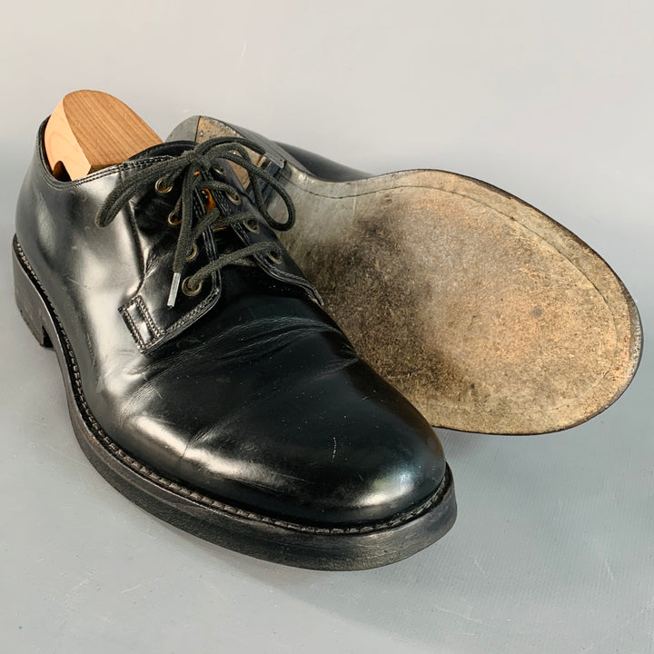 MARC JACOBS Size 8 Black Gold Leather Derby Lace-Up Shoes