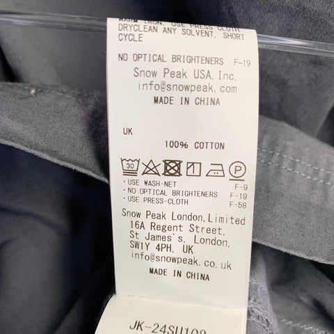 SNOW PEAK Size XL Grey Charcoal Dyed Cotton Oversized Button Up Coat
