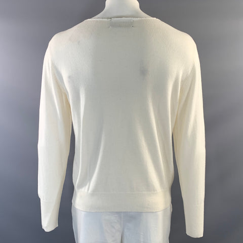ENFANTS RICHES DEPRIMES L White Knitted Cashmere Scoop Neck Pullover