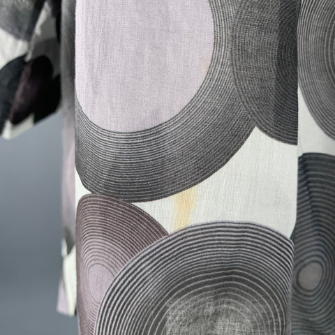 DRIES VAN NOTEN T. 4 Top Décontracté Manches 3/4 Coton Cercles Gris Blanc