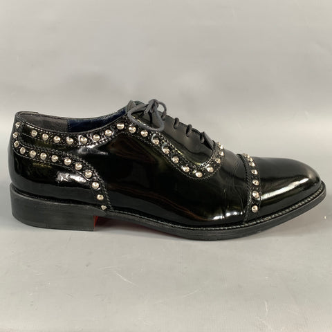JUNYA WATANABE Size 10  Black Leather Studded Patent Leather Cap Toe Laces