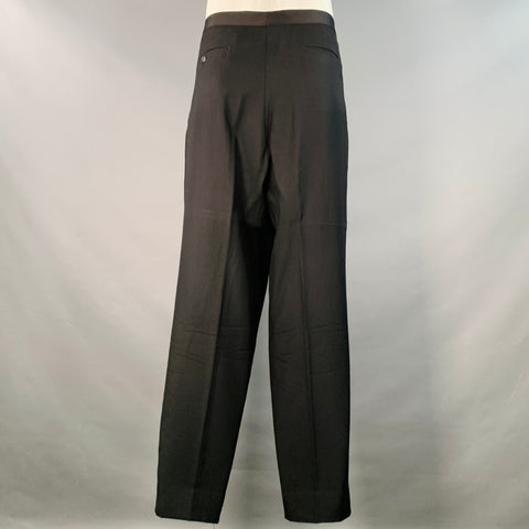 JHANE BARNES Size 44 Long Black Pleated Shawl Lapel Tuxedo