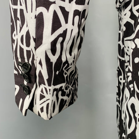 COMME des GARCONS 2019 Size M Black White Print Polyester Coat