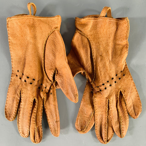 Gants en cuir perforé beige VINTAGE