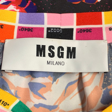 MSGM Size M Brown Multi Color Polyester Floral Bow A-Line Dress