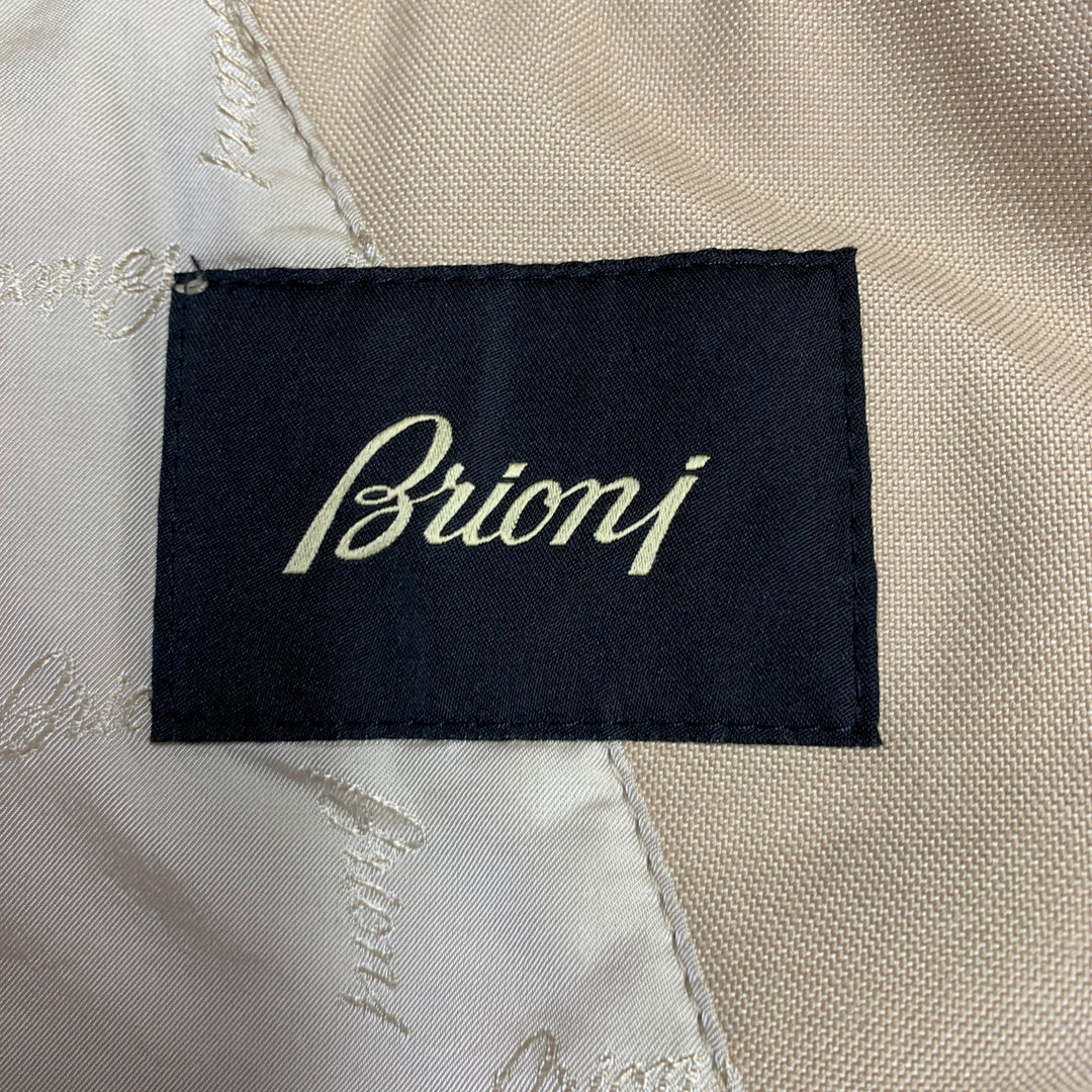 BRIONI Size XL Khaki Cotton Silk Zip Buttons Storm System Coat