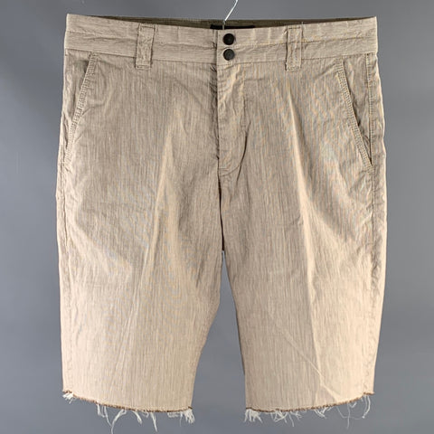 JOHN VARVATOS Size 32 Brown Heather Cotton Linen Raw Hem Shorts