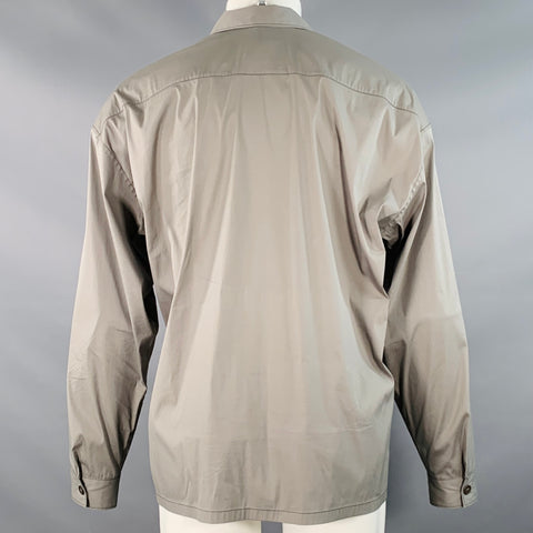 PRADA Size M Grey Cotton Blend Zip Up One Pocket Shirt Jacket