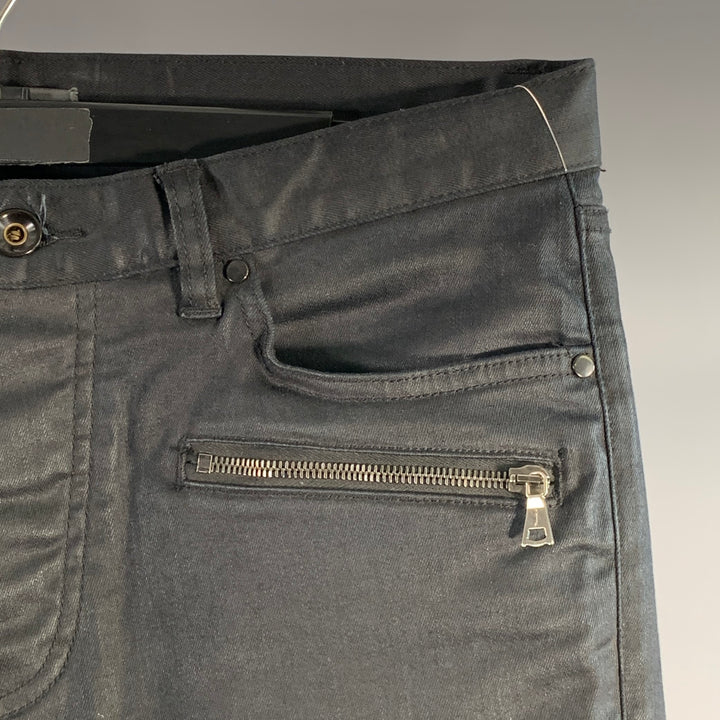 JOHN VARVATOS Size 32 Black Twill Cotton Blend Tapered Five Pockets Jeans