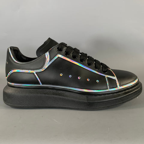 ALEXANDER MCQUEEN Size 9 Black Silver Leather Lace Up Lace Up Shoes