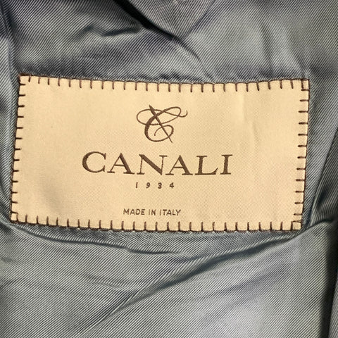 CANALI Size 44 White Black Checkered Wool Silk Linen Sport Coat