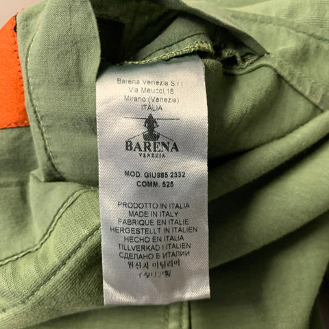 BARENA Size XL Green Cotton Notch Lapel Jacket