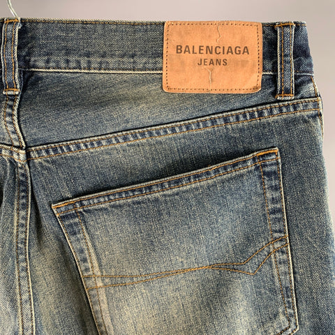 BALENCIAGA Size S Dirty Wash Denim Flared Jeans