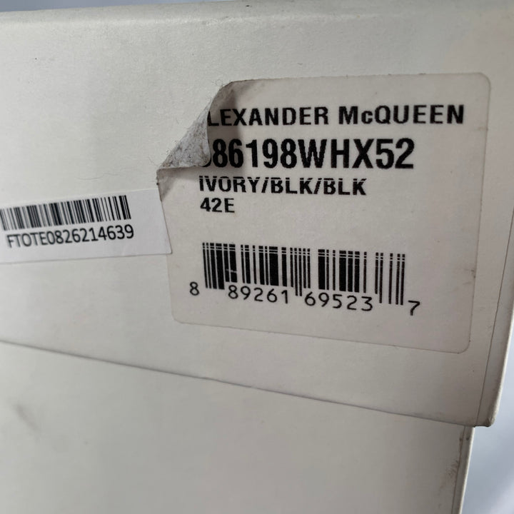 ALEXANDER MCQUEEN Size 9 White Black Leather Chelsea Ankle Boots