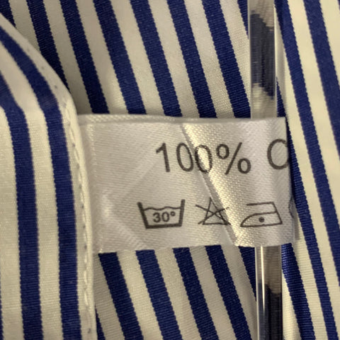 EREDI PISANO Size XL Blue White Stripe Cotton Long Sleeve Shirt
