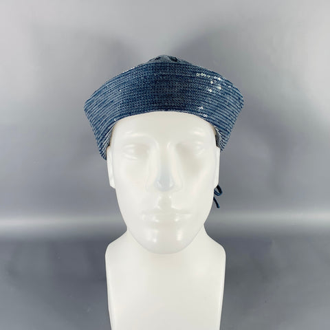 CHARLES JEFFREY LOVERBOY Size M Powder Blue Sequined Denim Sailor Hat