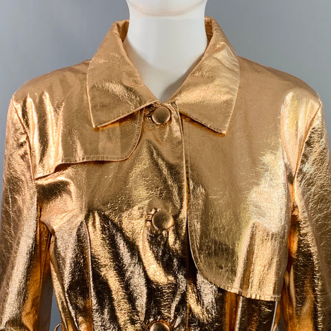 OSMAN LONDON Size 6 Rose Gold Polyester Metallic Belted Coat