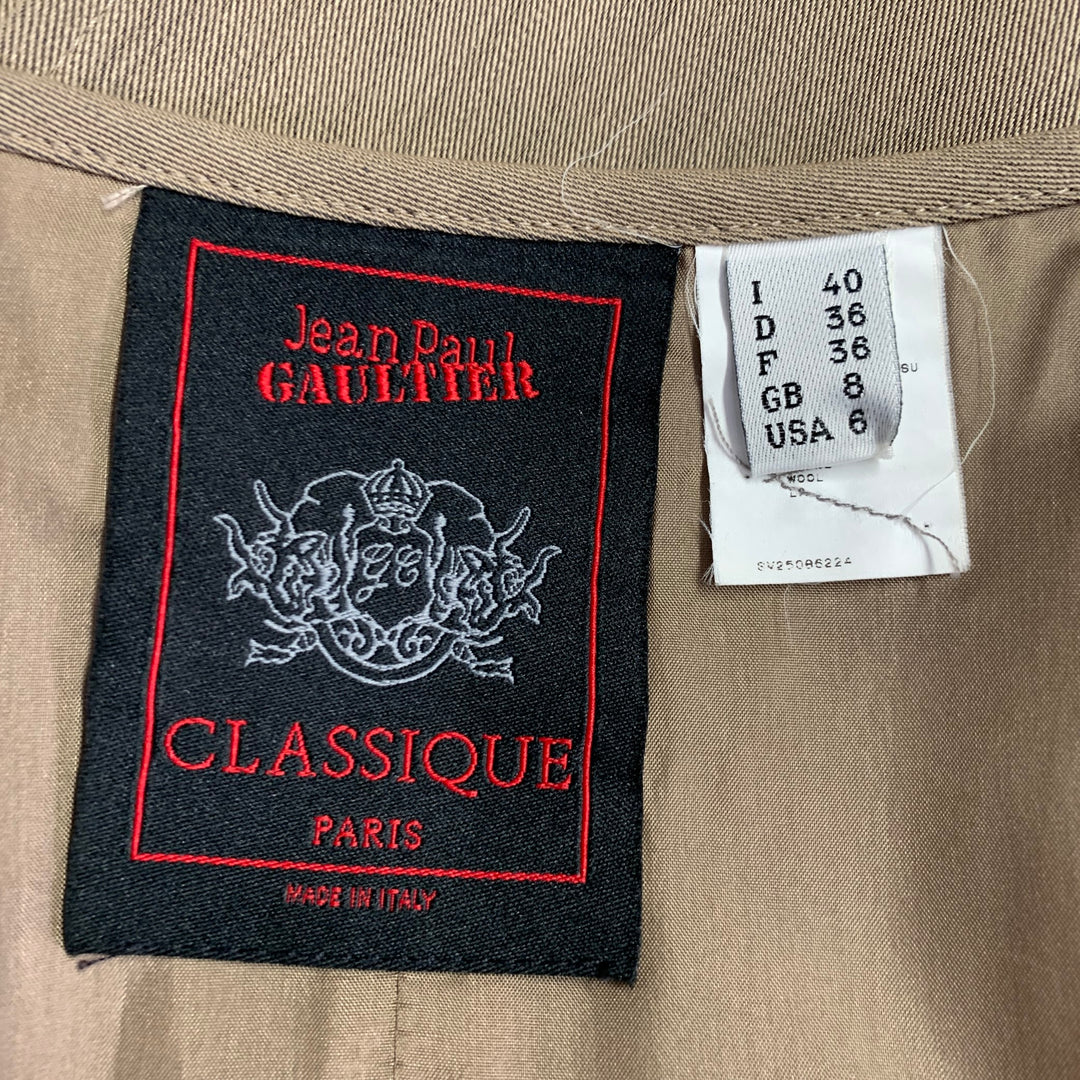 JEAN PAUL GAULTIER Size 6 Beige Wool Single Breasted Skirt Suit