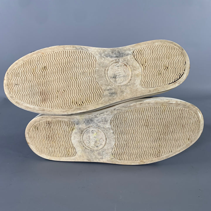 CHLOE Size 8 Black Leather Lace Sneakers