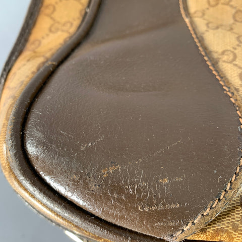 GUCCI Beige Brown Guccissima Monogram Coated Canvas Leather Suitcase