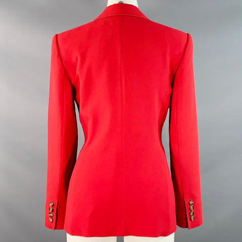 EVAN PICONE Size 6 Red Triacetate Blend Peak Lapel Jacket Blazer