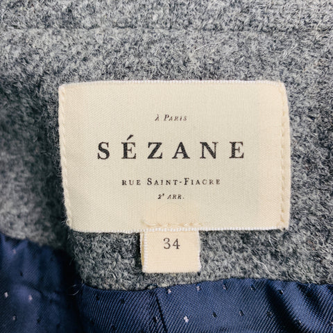 SEZANE Chaqueta cruzada de lana virgen gris talla 2