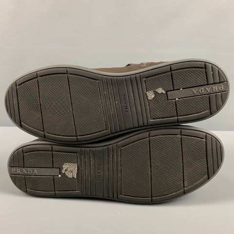 PRADA Size 11 Brown High Top Sneakers