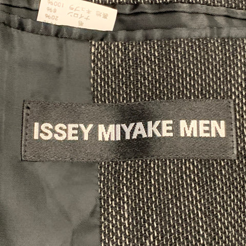 ISSEY MIYAKE Size L Black Grey Woven Hemp Blend Notch Lapel Suit