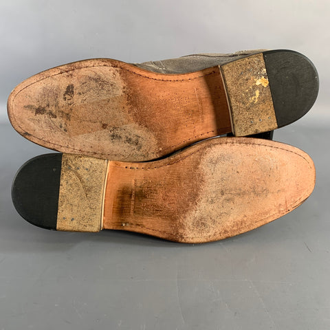 JOHN VARVATOS Size 9.5 Grey Suede Perforated Double Monk Strap Loafers