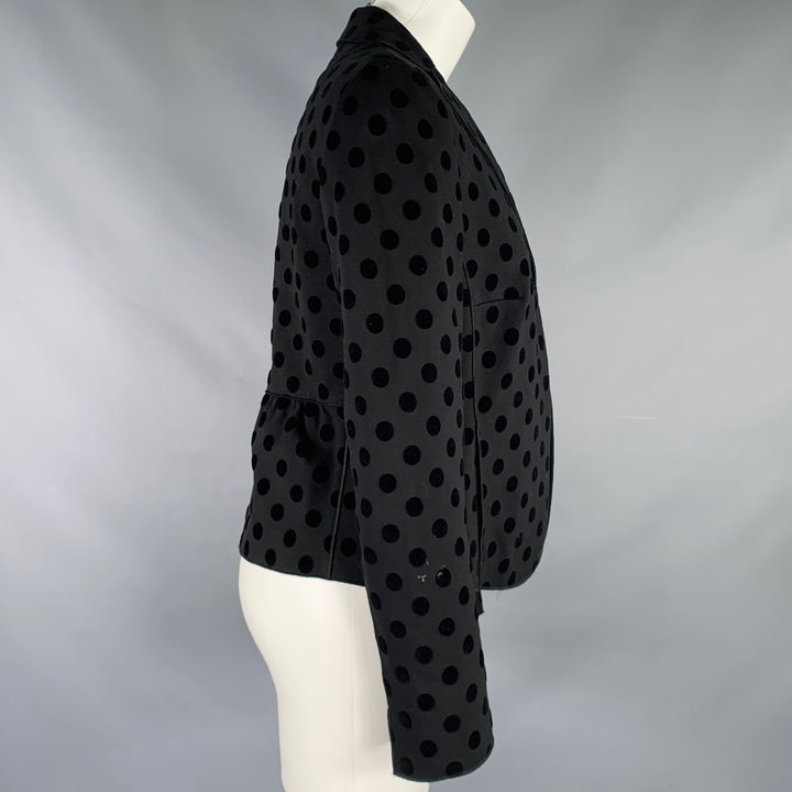 AKRIS Size 8 Black Viscose Blend Polka Dot Blazer