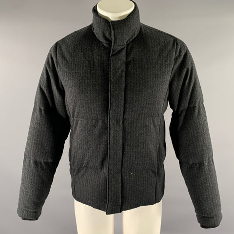 VINCE Size XS Grey Break Herringbone Cotton Polyester Puffer Jacket