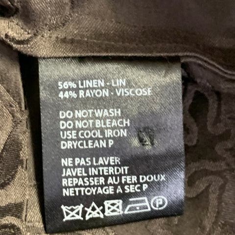 HAIDER ACKERMANN Size L Brown Jacquard Linen Silk One Pocket Long Sleeve Shirt