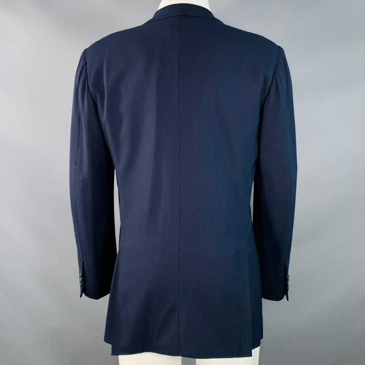 KITON Size 40 Navy Wool Notch Lapel Three Button Sport Coat