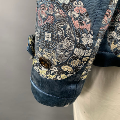 COMME des GARCONS HOMME PLUS  Size L Blue Black Jacquard Coat