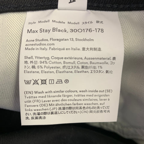 ACNE STUDIOS Size 34 Black Twill Cotton Blend Skinny Slim Five Pockets Jeans