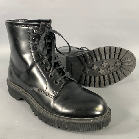SAINT LAURENT Size 7 Black Leather Lace Up Boots