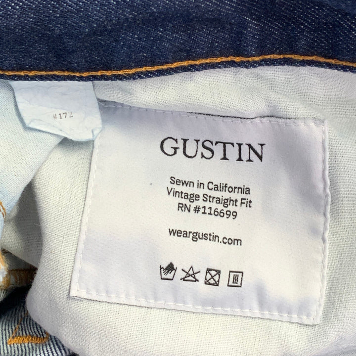 GUSTIN Size 40 Blue Twill Cotton Straight Selvedge Jeans