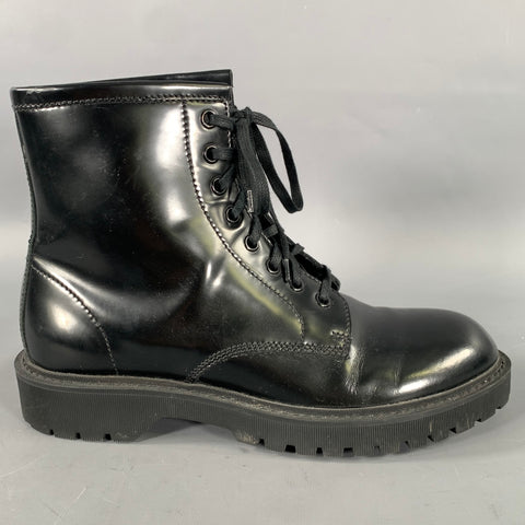 SAINT LAURENT Size 7 Black Leather Lace Up Boots