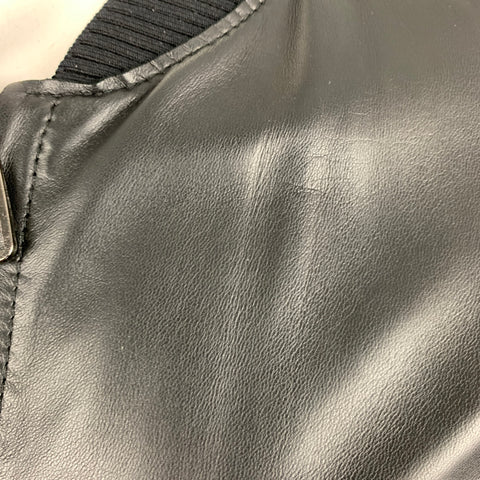 DOLCE & GABBANA Size 42 Black Lambskin Leather Bomber Jacket