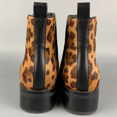COLE HAAN Talla 10 Botas Chelsea Mara con estampado animal beige y marrón